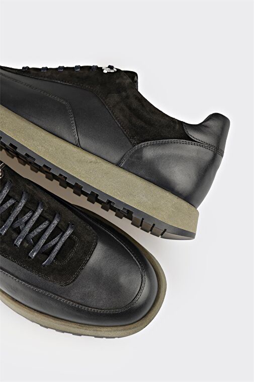 Siyah Deri Erkek Günlük Ayakkabı - Görsel 3