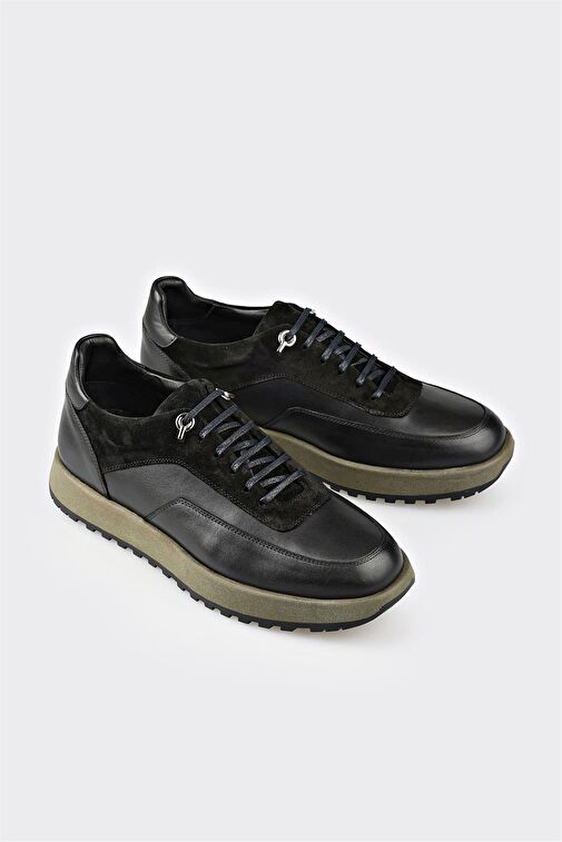 Siyah Deri Erkek Günlük Ayakkabı - Görsel 6