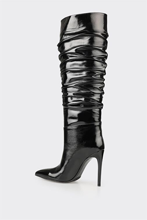 Elle Elle Siyah Deri Kadın Topuklu Çizme Bot | Boyner Siyah - 4. görsel