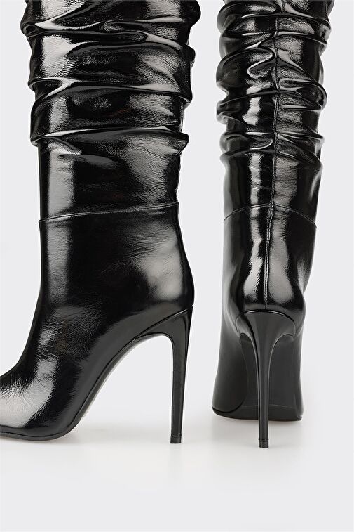 Elle Elle Siyah Deri Kadın Topuklu Çizme Bot | Boyner Siyah - 5. görsel