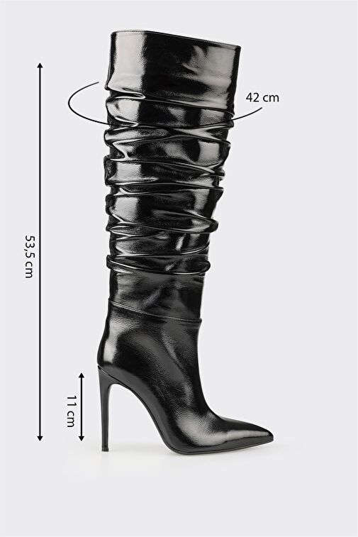 Elle Elle Siyah Deri Kadın Topuklu Çizme Bot | Boyner Siyah - 6. görsel