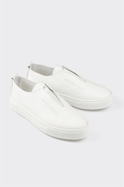 Beyaz Deri Erkek Günlük Ayakkabı - Görsel 2