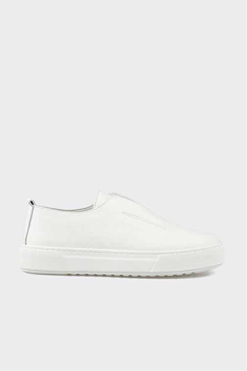 Beyaz Deri Erkek Günlük Ayakkabı - Görsel 3