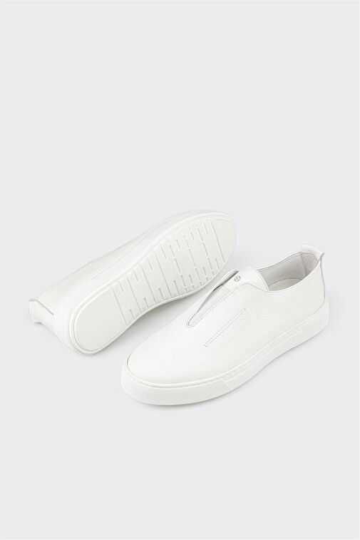 Beyaz Deri Erkek Günlük Ayakkabı - Görsel 4
