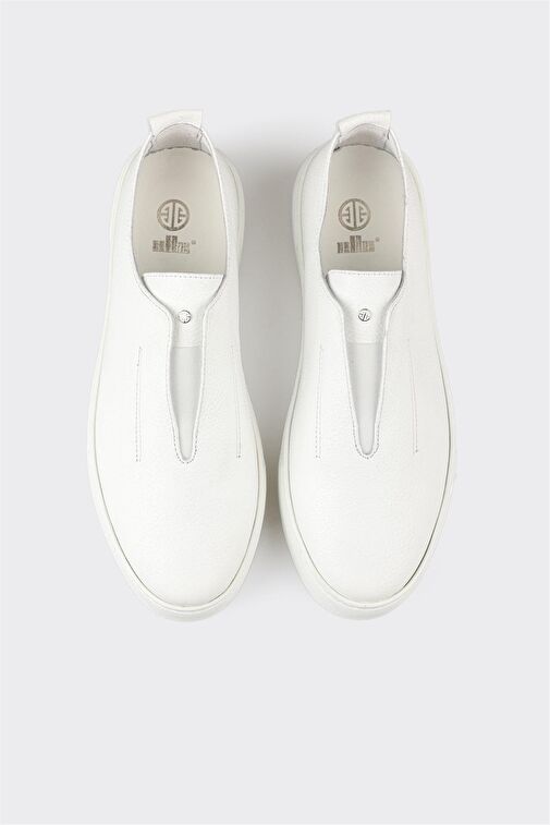 Beyaz Deri Erkek Günlük Ayakkabı - Görsel 5