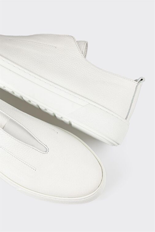 Beyaz Deri Erkek Günlük Ayakkabı - Görsel 6