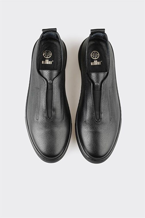 Elle Siyah Erkek Deri Günlük Ayakkabı PIER-7-S - Görsel 3