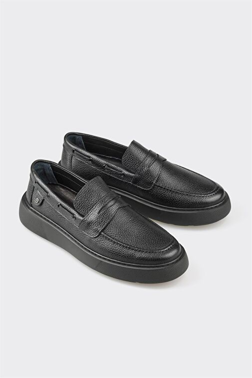 Elle Siyah Erkek Deri Loafer ITAKURA-2 - Görsel 3