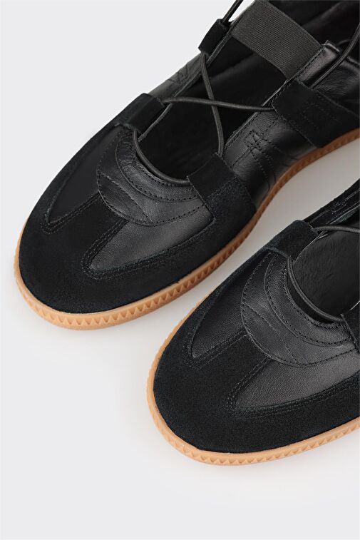 Siyah Deri Kadın Spor Ayakkabı - Görsel 6