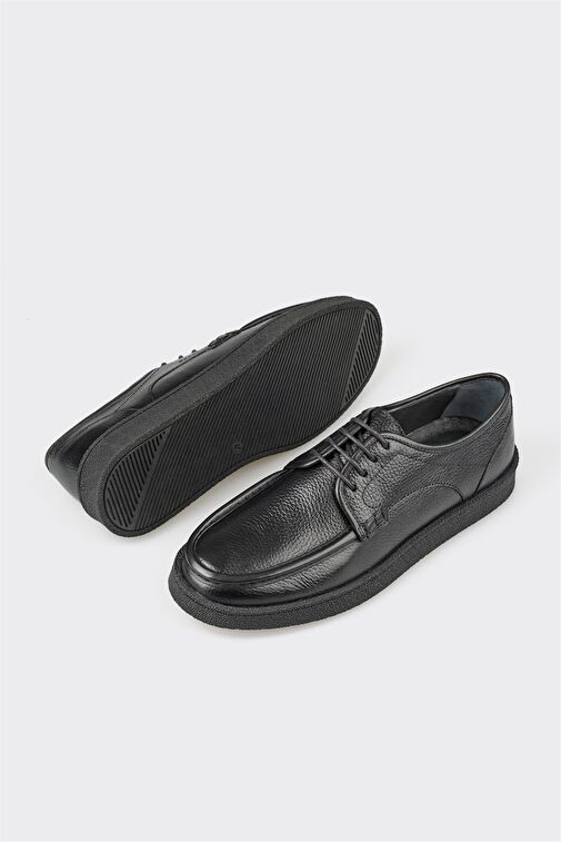 Siyah Deri Erkek Günlük Ayakkabı - Görsel 4