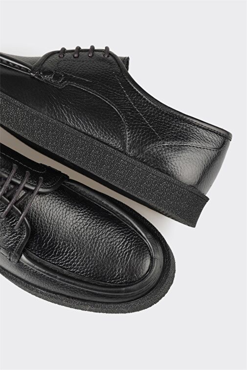 Siyah Deri Erkek Günlük Ayakkabı - Görsel 6