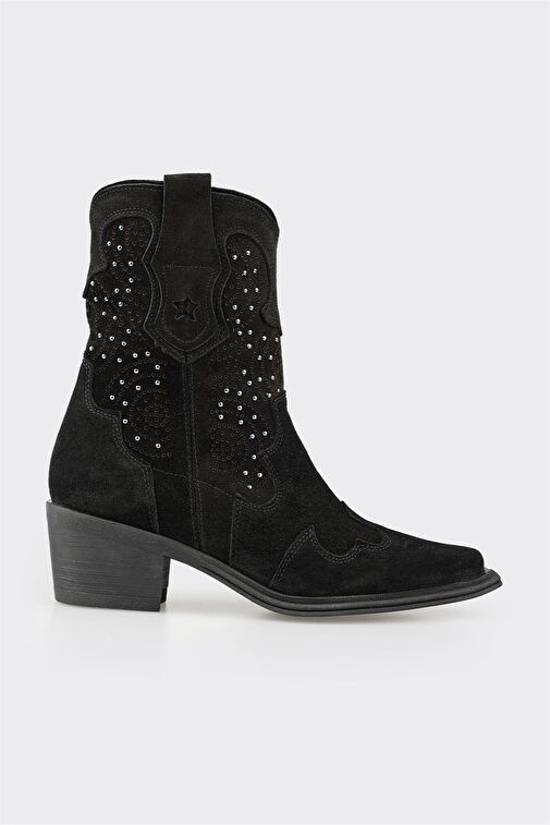 Siyah Deri Kadın Günlük Bot - Görsel 2