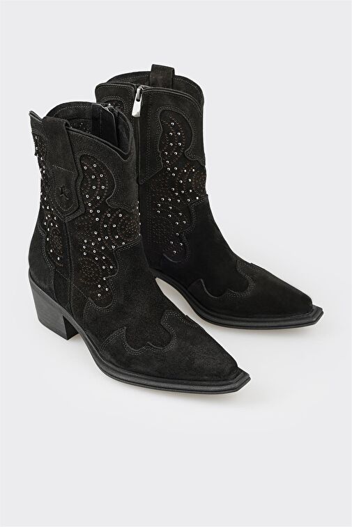 Siyah Deri Kadın Günlük Bot - Görsel 3