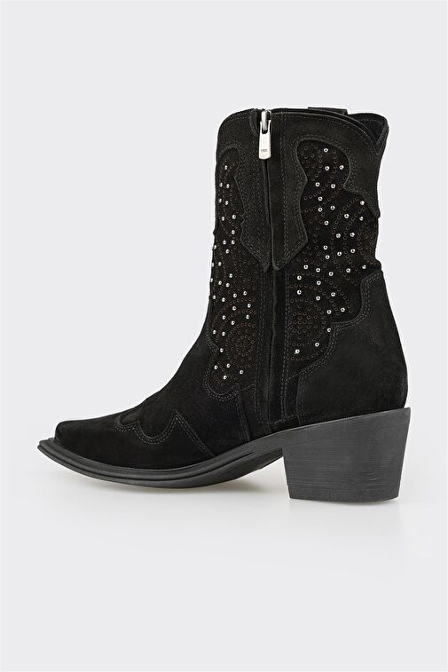 Siyah Deri Kadın Günlük Bot - Görsel 4