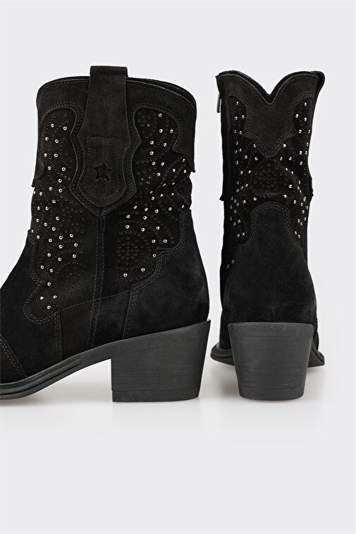 Siyah Deri Kadın Günlük Bot - Görsel 5