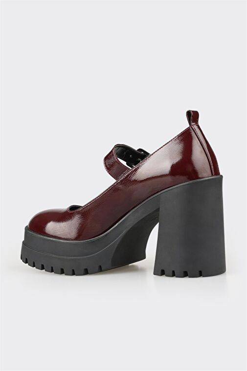 Bordo Deri Kadın Yüksek Topuk Ayakkabı - Görsel 3