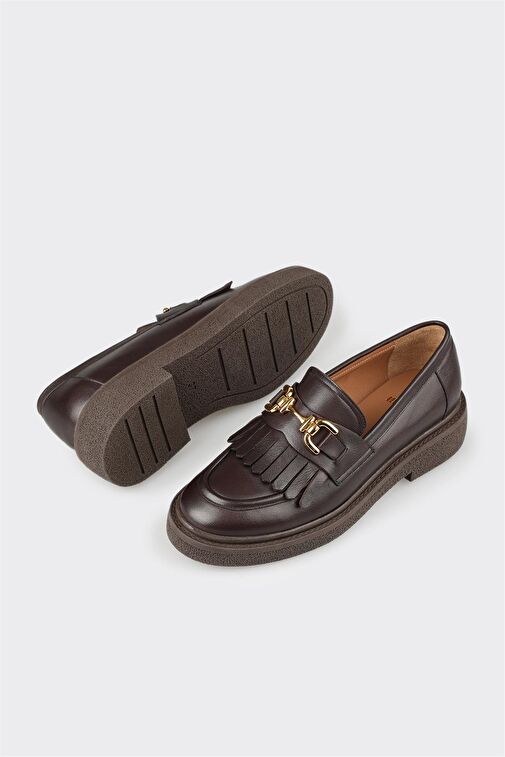 Kahve Deri Kadın Günlük Ayakkabı - Görsel 4