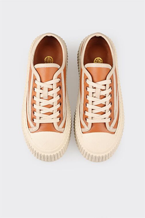 Taba Deri Kadın Spor Ayakkabı - Görsel 5