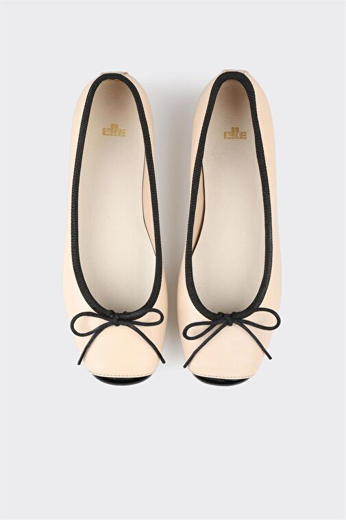 Ekru Deri Kadın Günlük Ayakkabı - Görsel 5