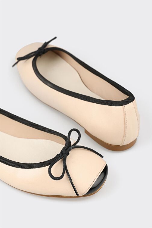 Ekru Deri Kadın Günlük Ayakkabı - Görsel 6