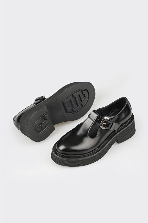 Elle Siyah Kadın Deri Günlük Ayakkabı WAPEL - Görsel 6