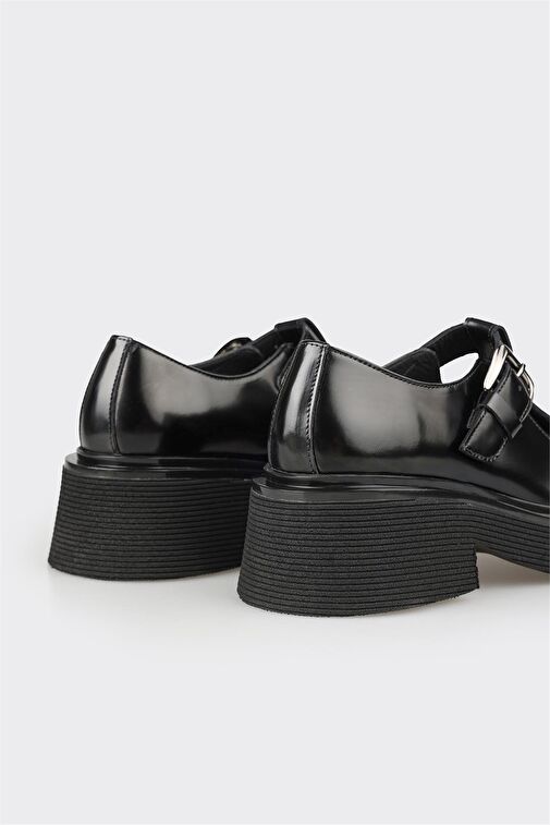 Elle Siyah Kadın Deri Günlük Ayakkabı WAPEL - Görsel 10