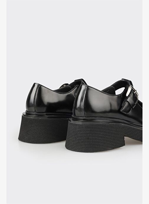 Elle Siyah Kadın Deri Günlük Ayakkabı WAPEL - Görsel 9