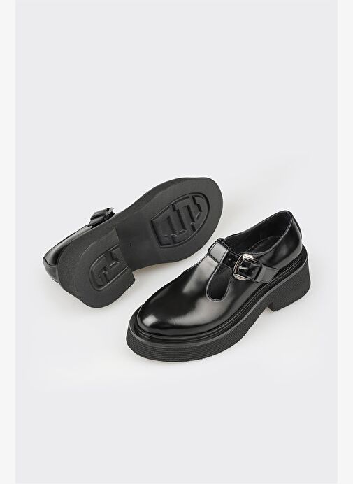 Elle Siyah Kadın Deri Günlük Ayakkabı WAPEL - Görsel 7