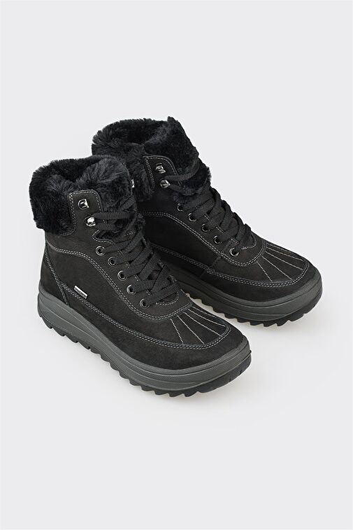 Siyah Deri Kadın Spor Bot - Görsel 3