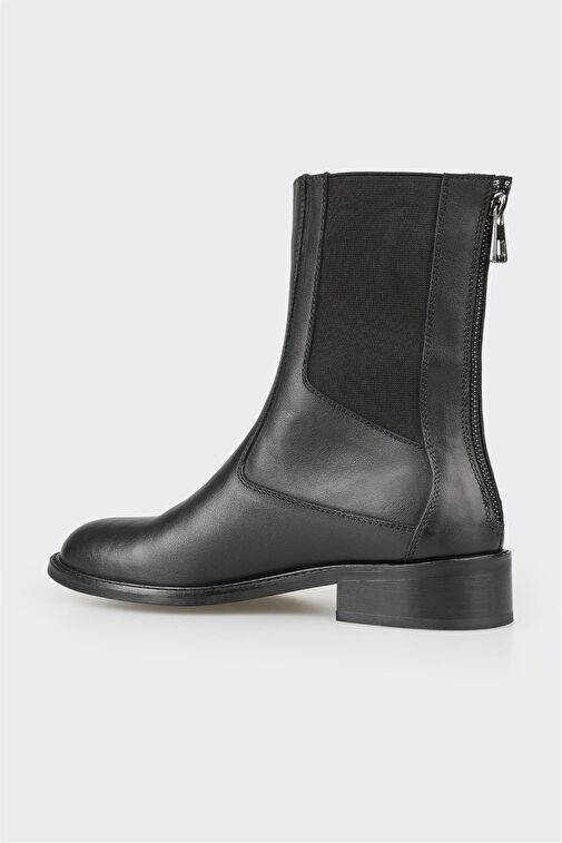 Siyah Deri Kadın Klasik Bot - Görsel 4