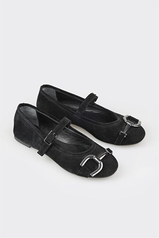 Siyah Deri Kadın Günlük Ayakkabı - Görsel 3