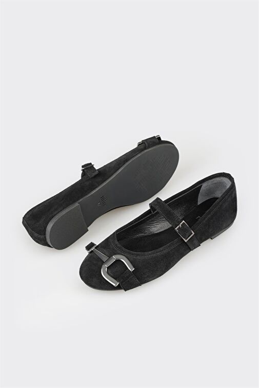 Siyah Deri Kadın Günlük Ayakkabı - Görsel 4