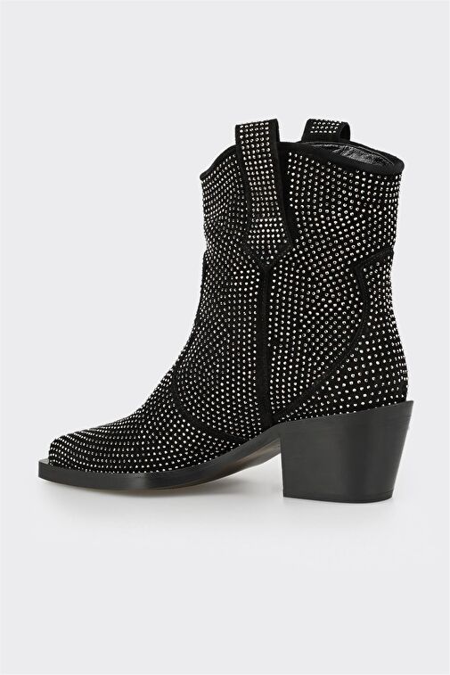 Siyah Deri Kadın Bot - Görsel 3