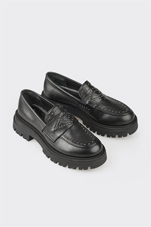 Elle Siyah Kadın Deri Günlük Ayakkabı COROJO - Görsel 3