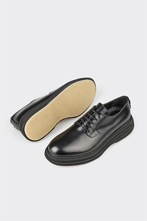 Elle Siyah Erkek Deri Klasik Ayakkabı OMATI - Görsel 4