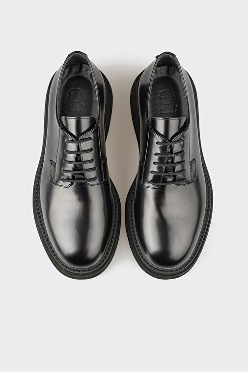 Elle Siyah Erkek Deri Klasik Ayakkabı OMATI - Görsel 5