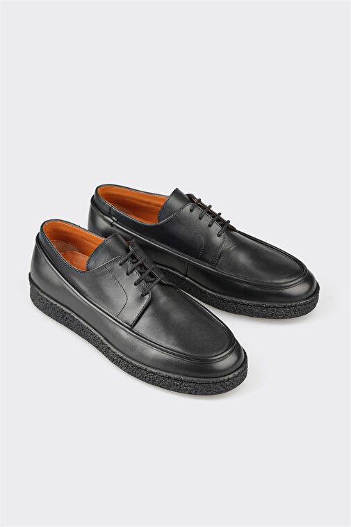 Siyah Deri Erkek Günlük Ayakkabı - Görsel 4