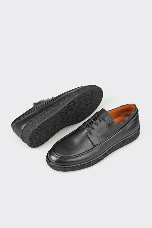 Siyah Deri Erkek Günlük Ayakkabı - Görsel 5