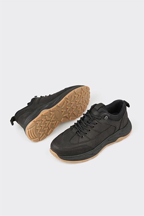 Siyah Deri Erkek Spor Ayakkabı - Görsel 4