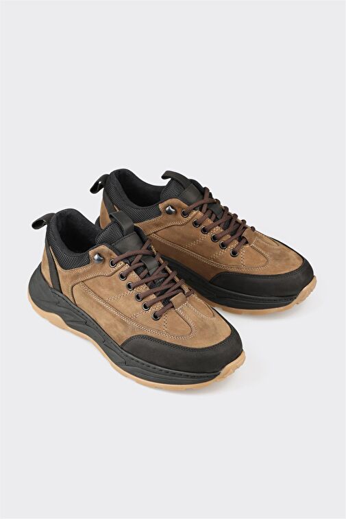 Elle Bej-Siyah Erkek Deri Sneaker PATSENA - Görsel 3