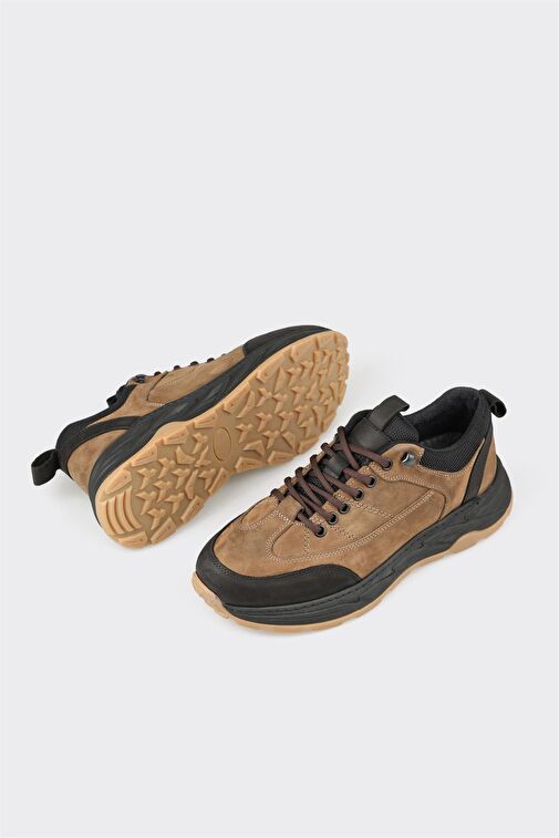 Elle Bej-Siyah Erkek Deri Sneaker PATSENA - Görsel 4