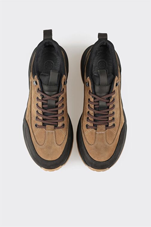 Elle Bej-Siyah Erkek Deri Sneaker PATSENA - Görsel 5