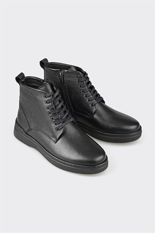 Siyah Deri Erkek Günlük Bot - Görsel 3