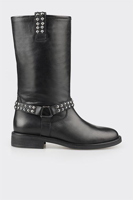 Siyah Deri Kadın Günlük Bot - Görsel 2