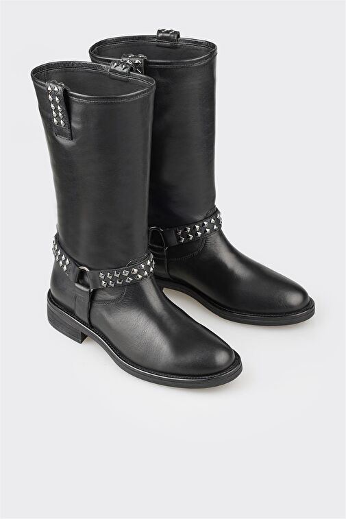 Siyah Deri Kadın Günlük Bot - Görsel 3