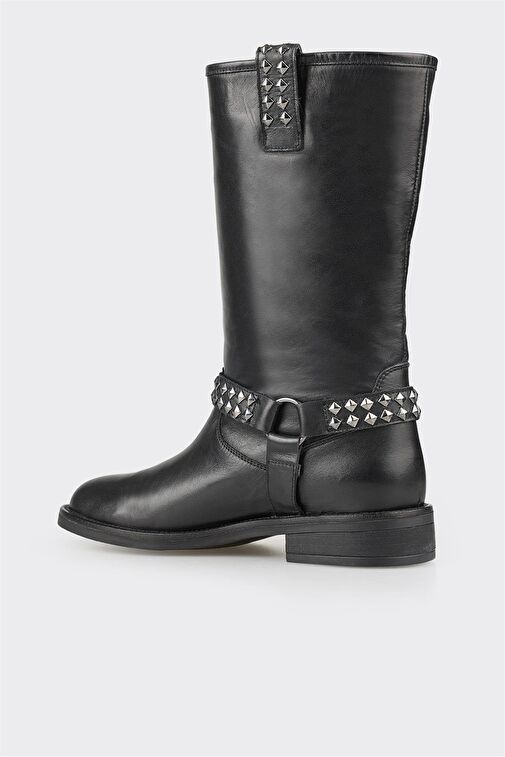 Siyah Deri Kadın Günlük Bot - Görsel 4