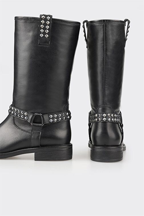 Siyah Deri Kadın Günlük Bot - Görsel 5