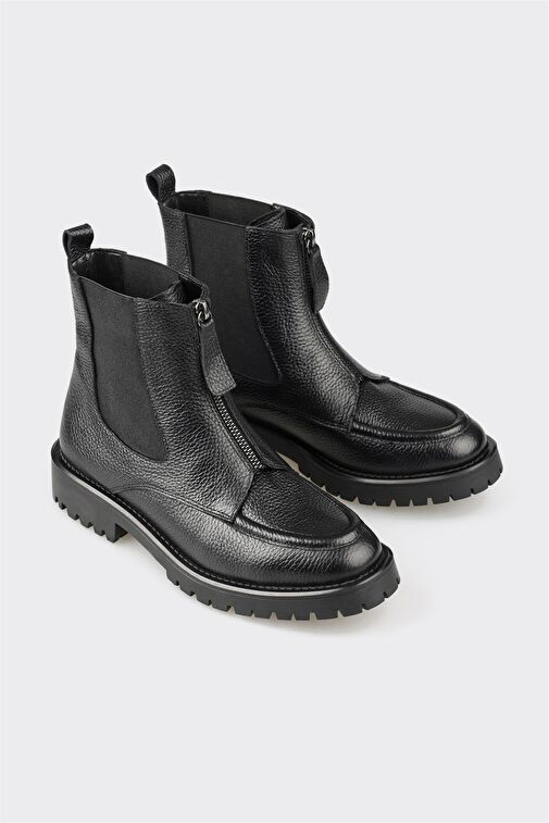 Siyah Deri Kadın Günlük Bot - Görsel 3