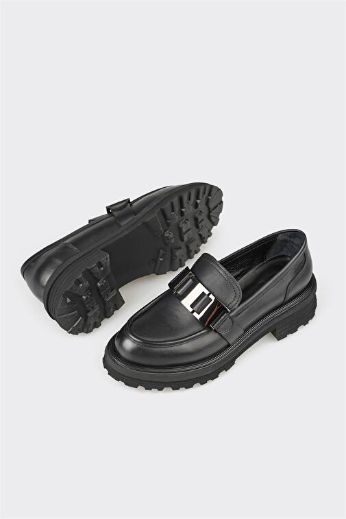 Elle Siyah Kadın Deri Günlük Ayakkabı WILDING - Görsel 4