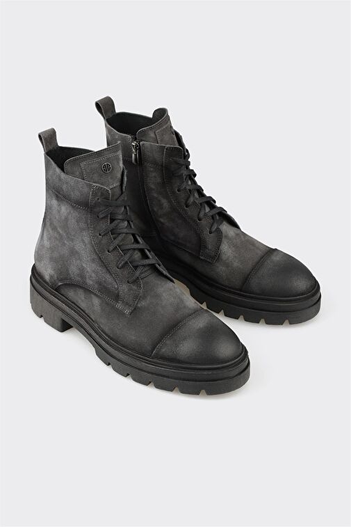 Antrasit Deri Erkek Günlük Bot - Görsel 3